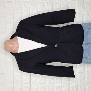 FOREVER 21  Black Blazer Jacket with Single Button and 3/4 Sleeves